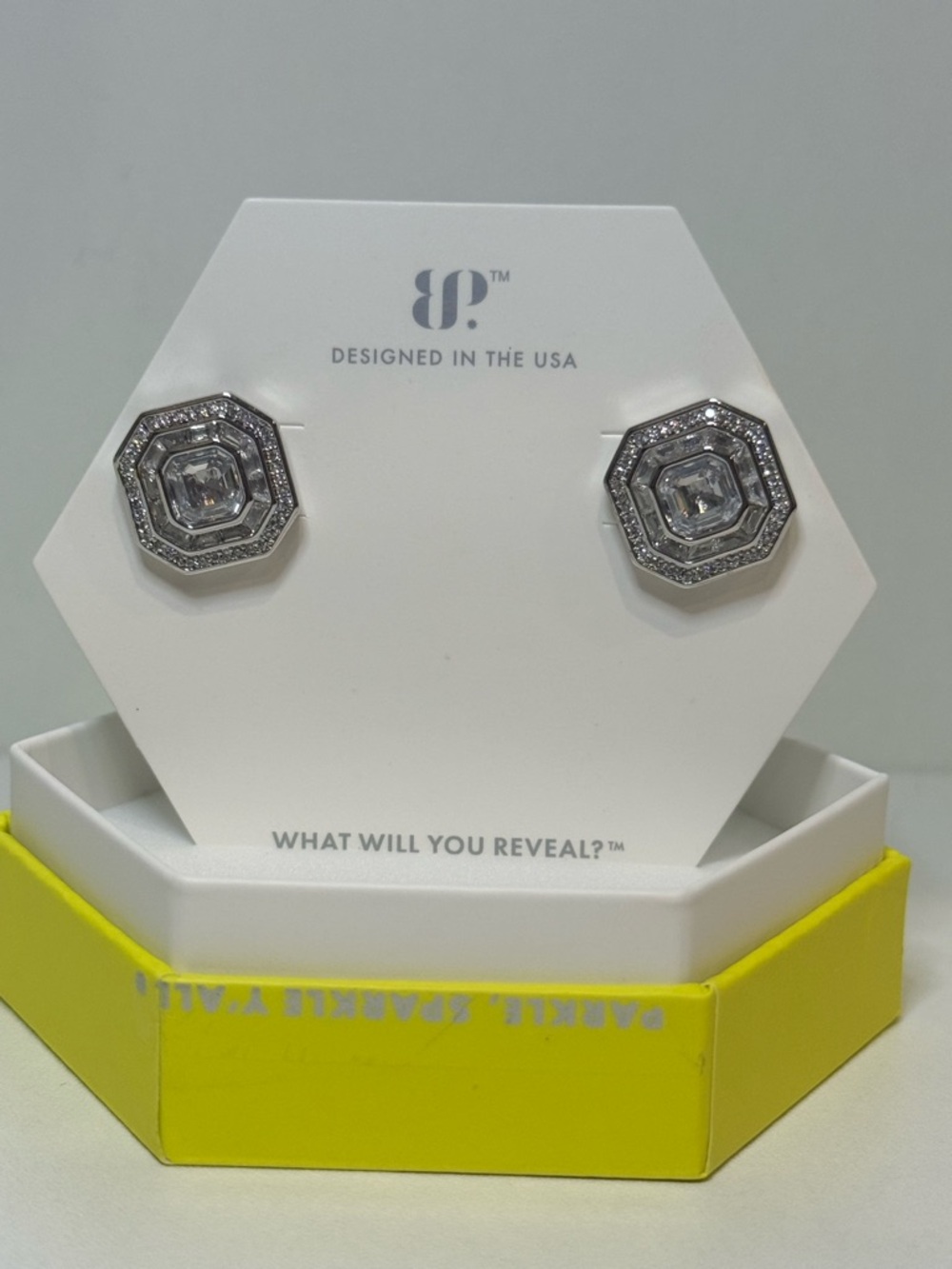 BP Silver-Tone Crystal Stud Earrings - “Above the noise” ER 77855